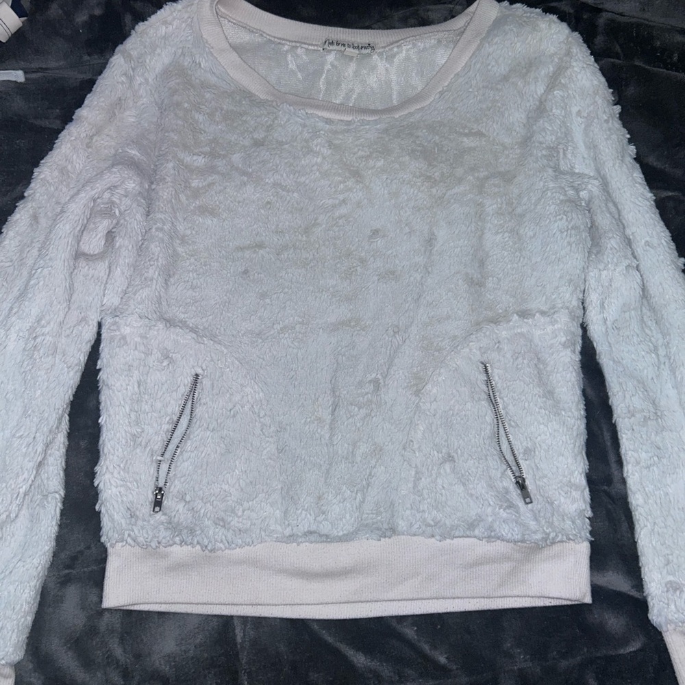 Furry Long Sleeve Shirt w/ Zipper Pockets